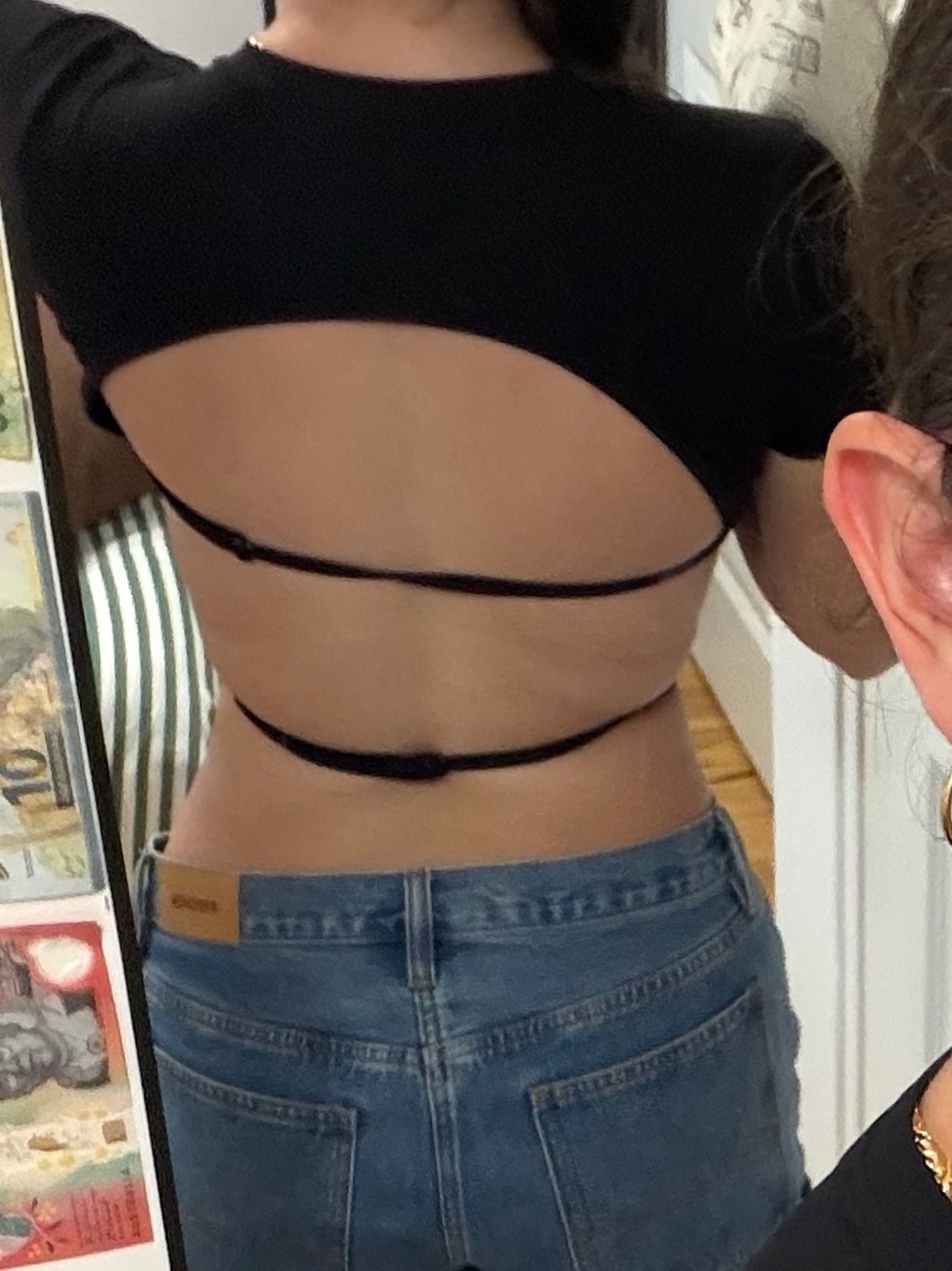 Garage Black Open-Back Crop Top